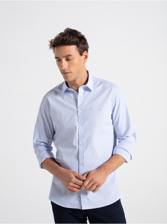 Camisa algodón slim fit rayas